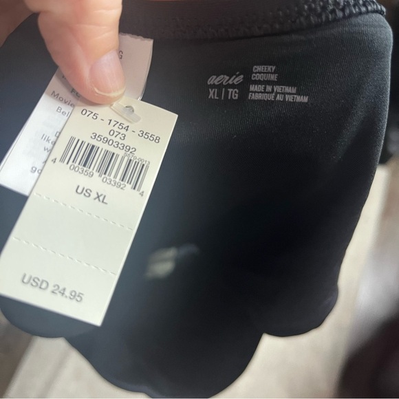 Aerie 2 Piece Bikini Set Scoop Padded Top Cheeky Bottoms XL Black Swimwear NWT - Picture 6 of 8